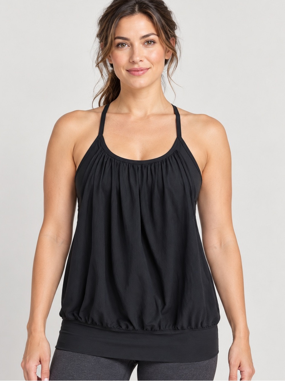 lululemon athletica Black No Limits Racerback Halter Tank w/Bra Sz 8